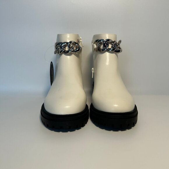NWT INC Basia Faux Leather Lugged Sole Ankle Boots Women's Size 8 White Smooth - Picture 2 of 7